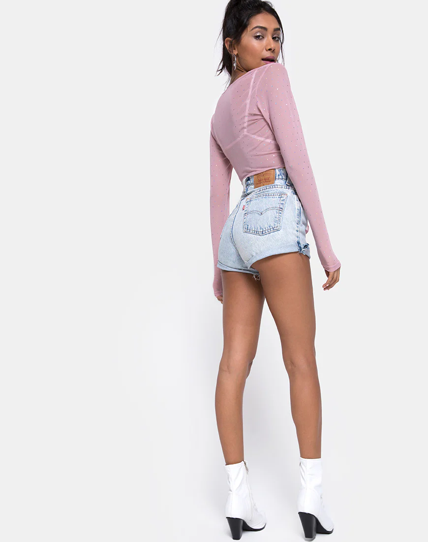 Yun Top in Crystal Net Rose - Image 5
