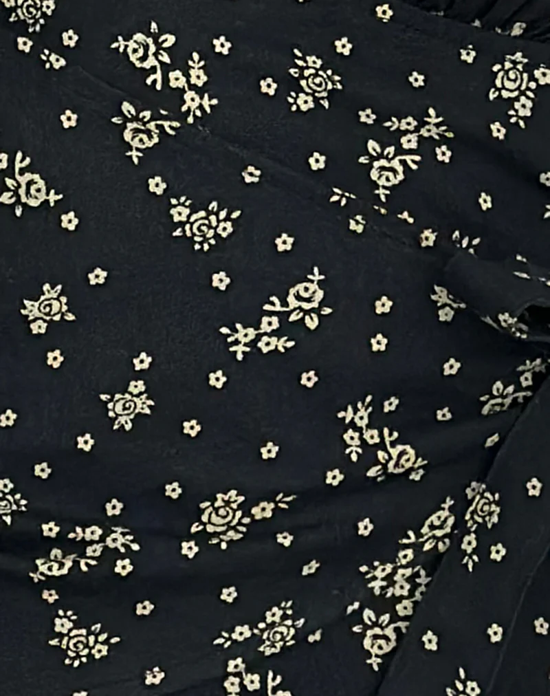 Yung Halterneck Wrap Top in Floral Land Black - Image 6