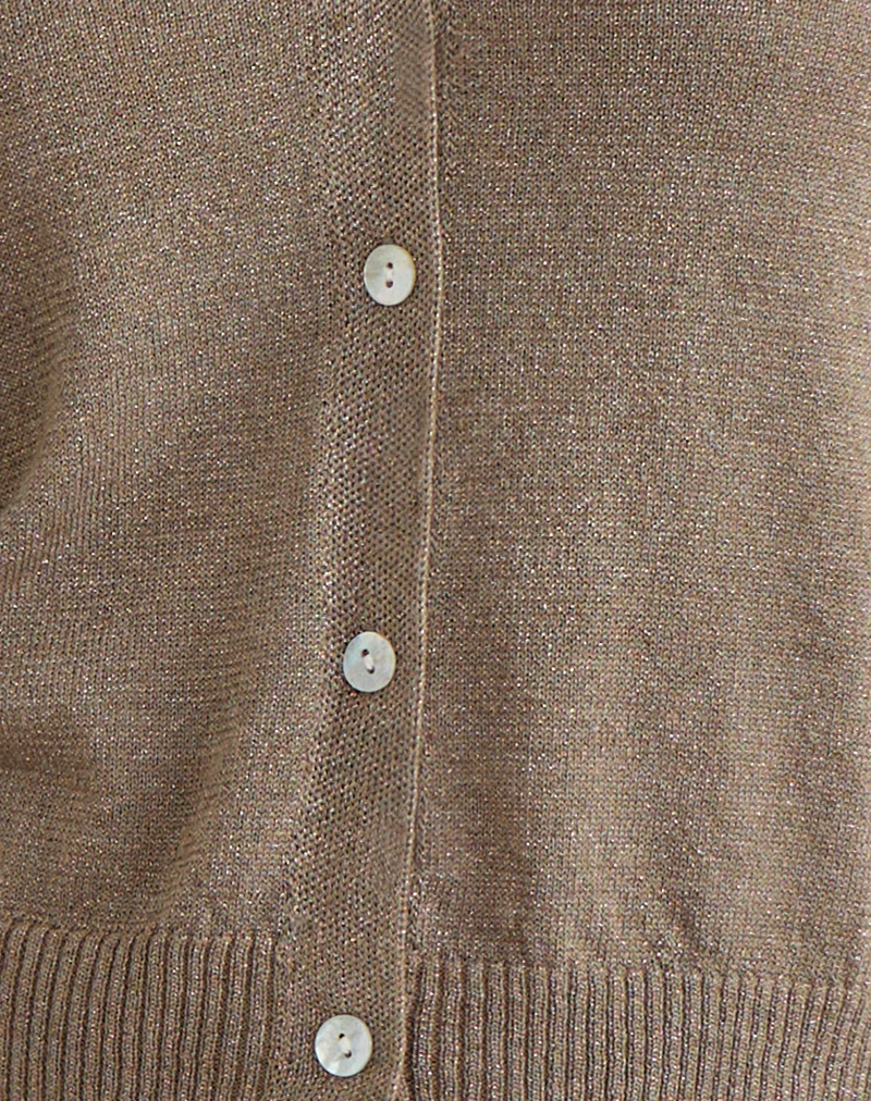 Yunji Button Cardigan in Lurex Gold - Image 5