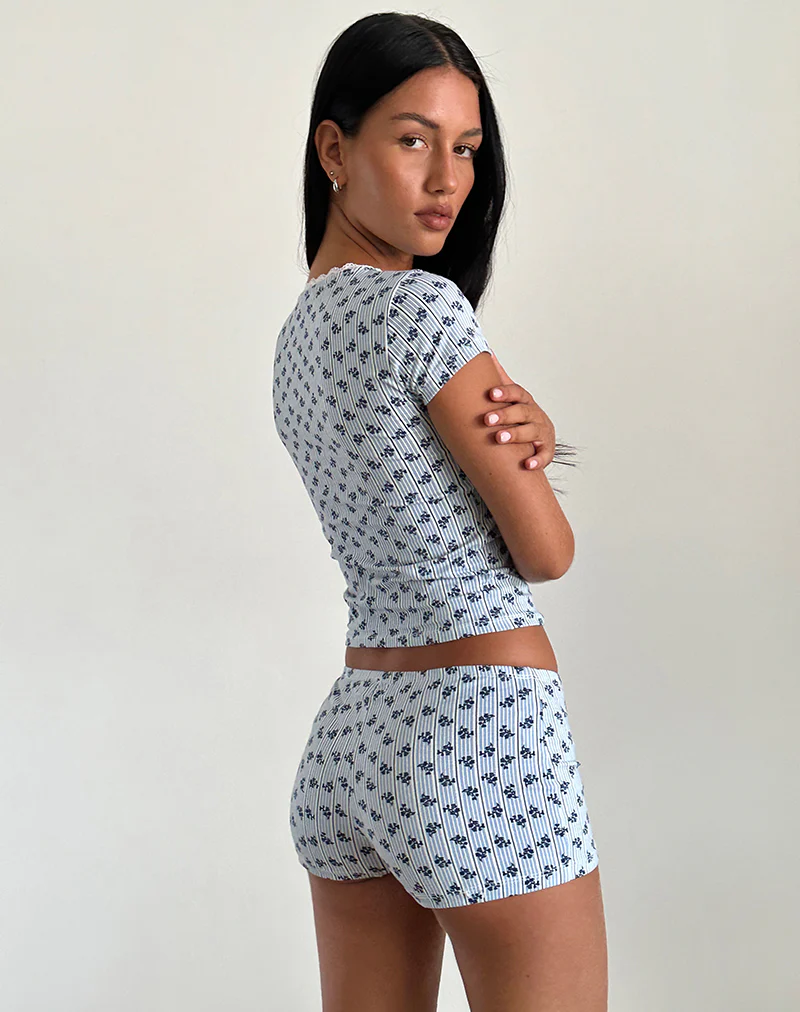 Zagy Tee in Floral Stripe - Image 4