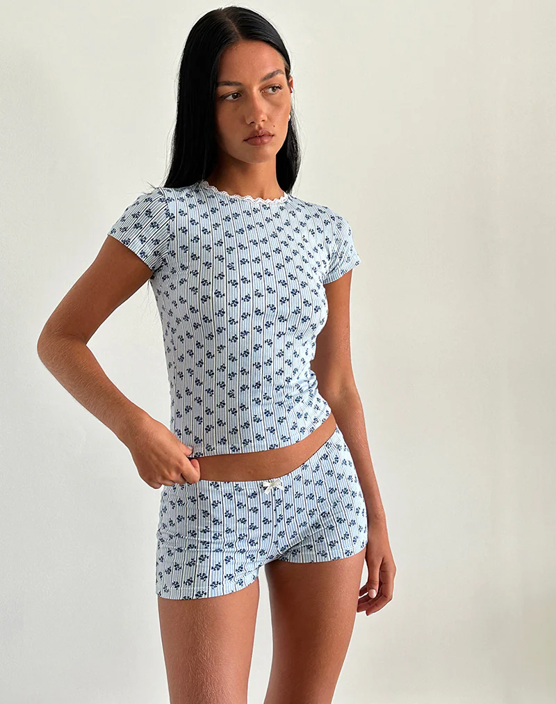 Zagy Tee in Floral Stripe - Image 5
