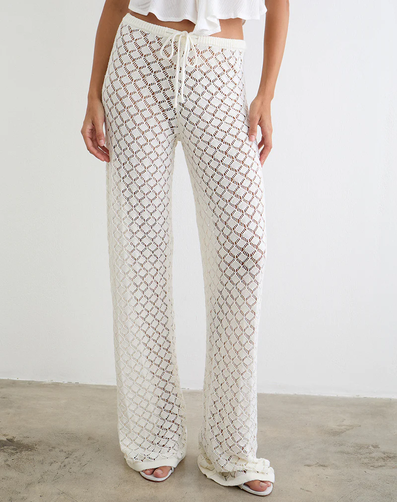 Zahli Trouser in Knit White - Image 3