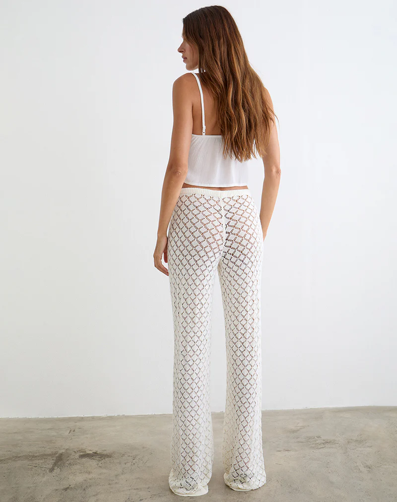 Zahli Trouser in Knit White - Image 5