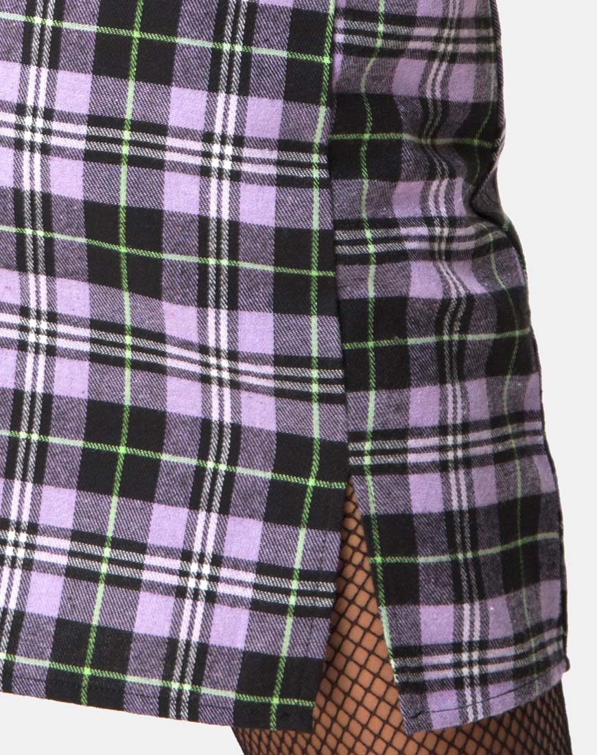 Zaid Mini Skirt in Plaid Lilac - Image 5