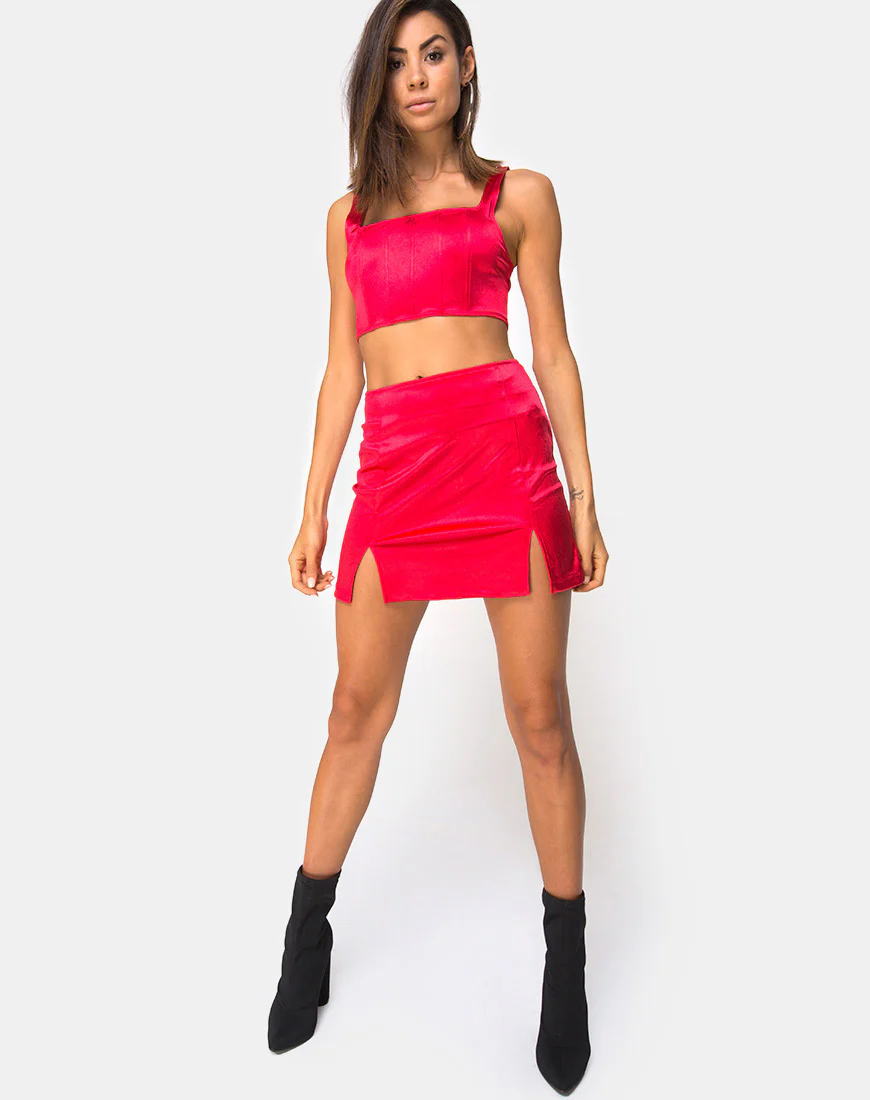 Zaid Mini Skirt in Red - Image 3