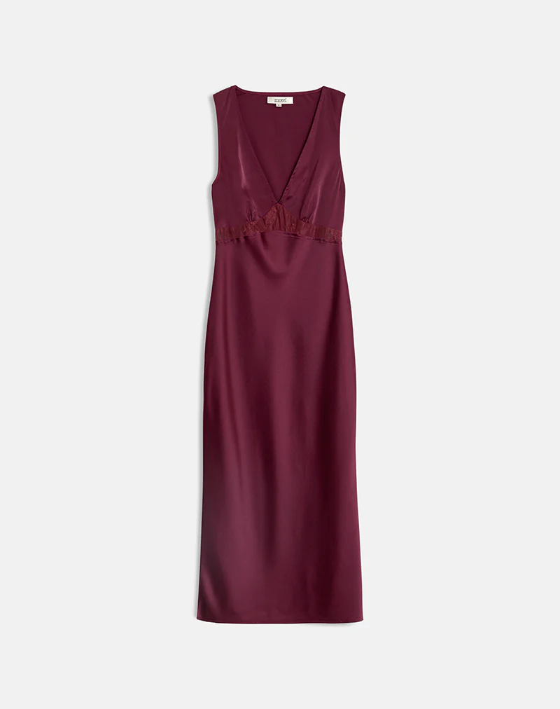 Zarita Satin Maxi Dress in Zinfandel - Image 5