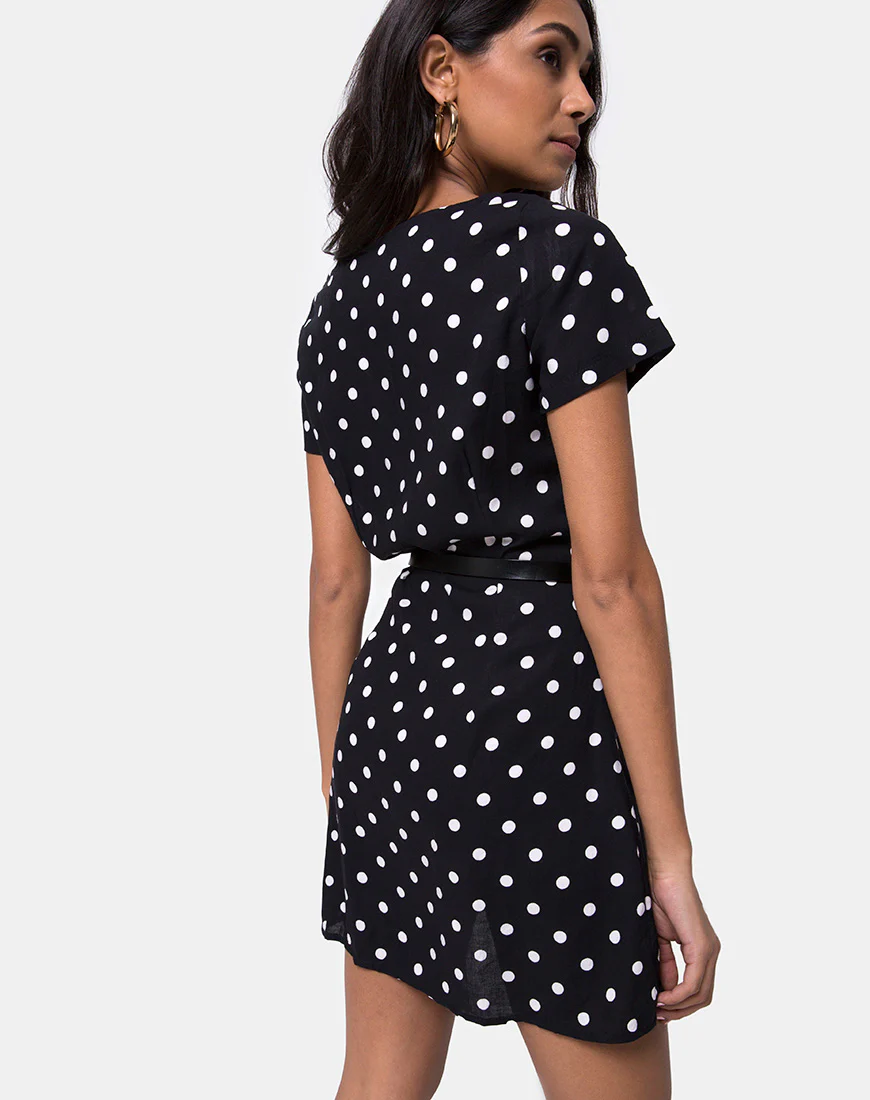 Zavacca Tea Dress in Medium Polka Black and White - Image 2