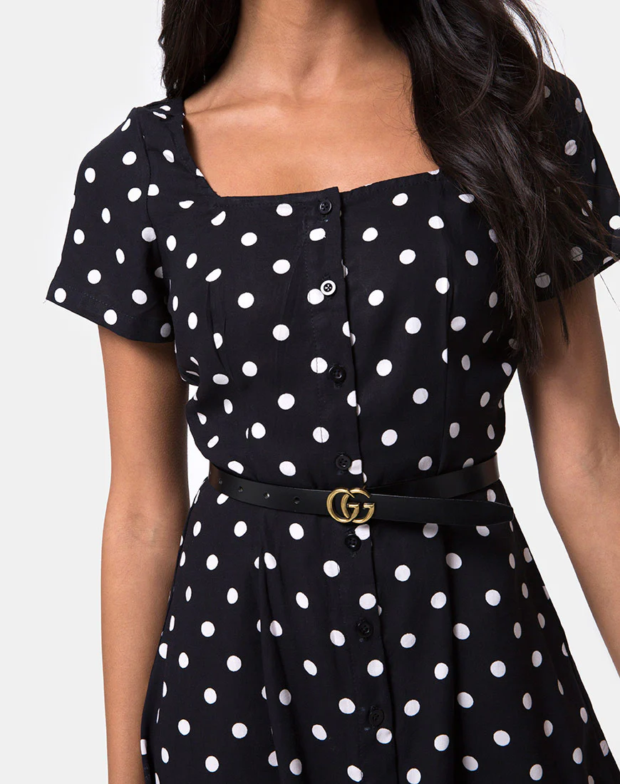 Zavacca Tea Dress in Medium Polka Black and White - Image 5