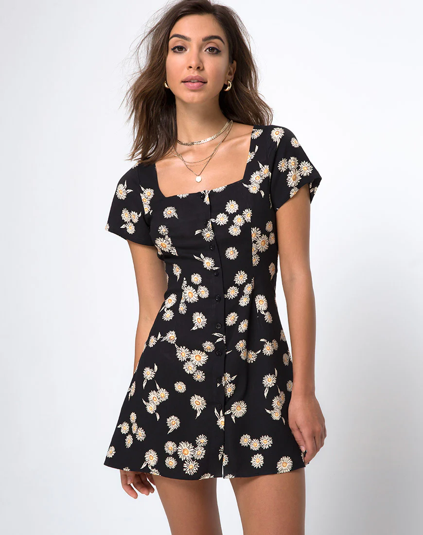 Zavacca Tea Dress in Grunge Daisy Floral - Image 2