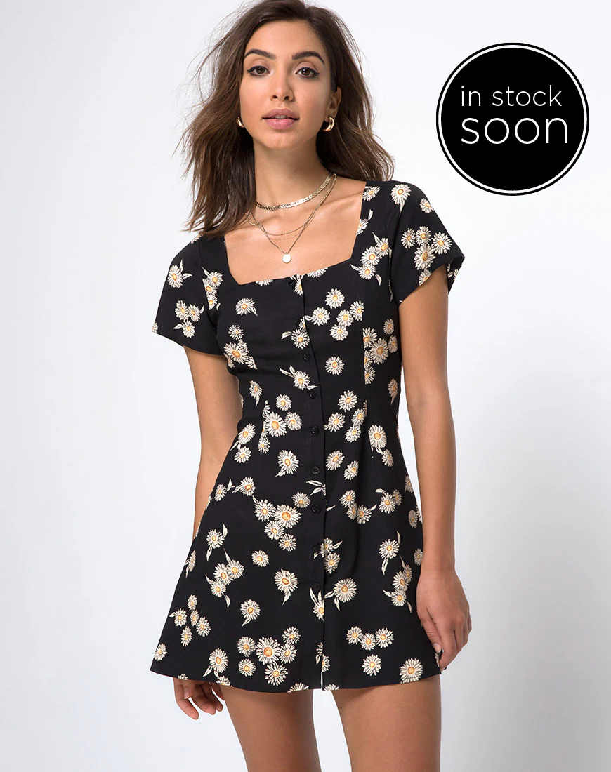 Zavacca Tea Dress in Grunge Daisy Floral - Image 7