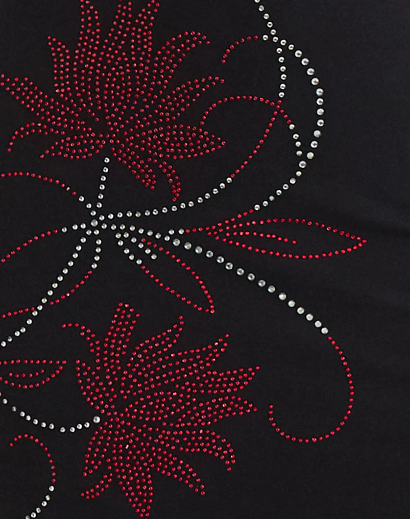 Zavine Midi Dress in Cupro Diamante Flower Black - Image 6