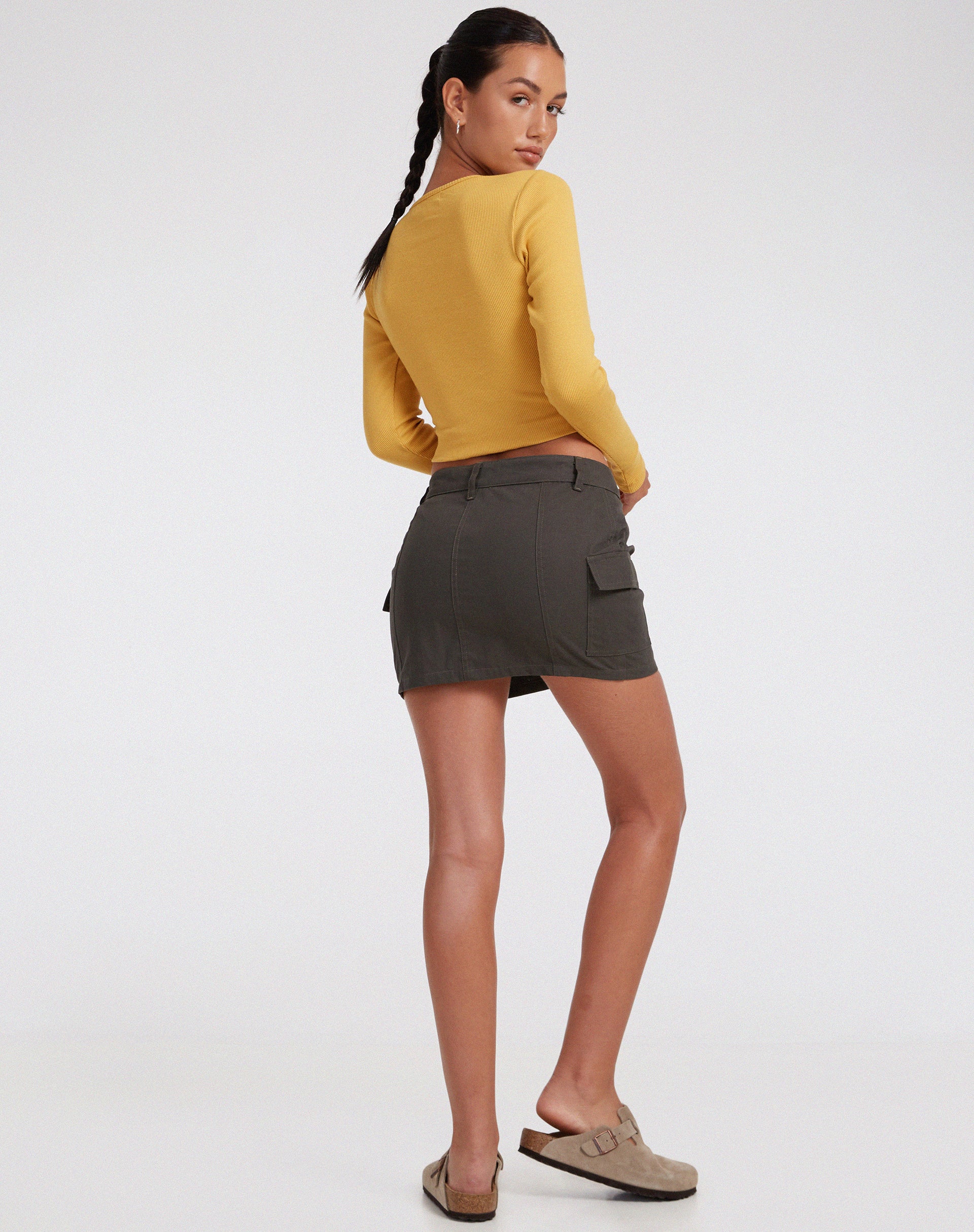 Zehra Long Sleeve Top in Rib Yolk Yellow - Image 4