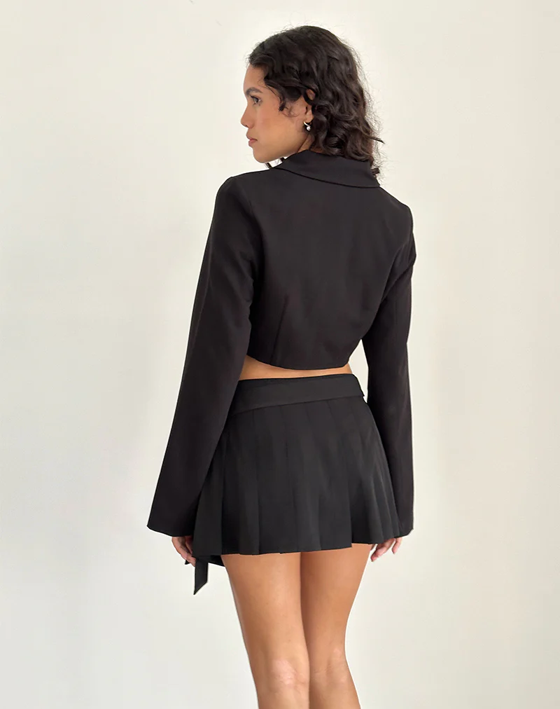Zekira Pleated Mini Skirt in Black - Image 3