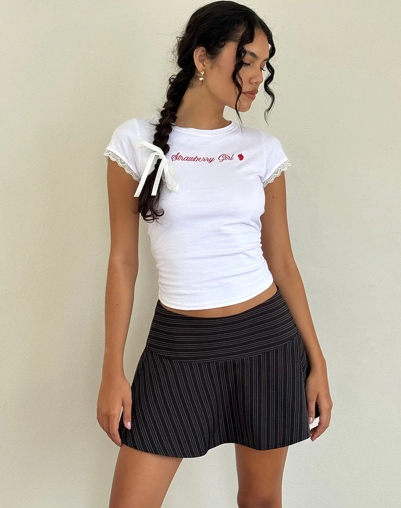Zelian Mini Skirt in Pinstripe Black - Image 4