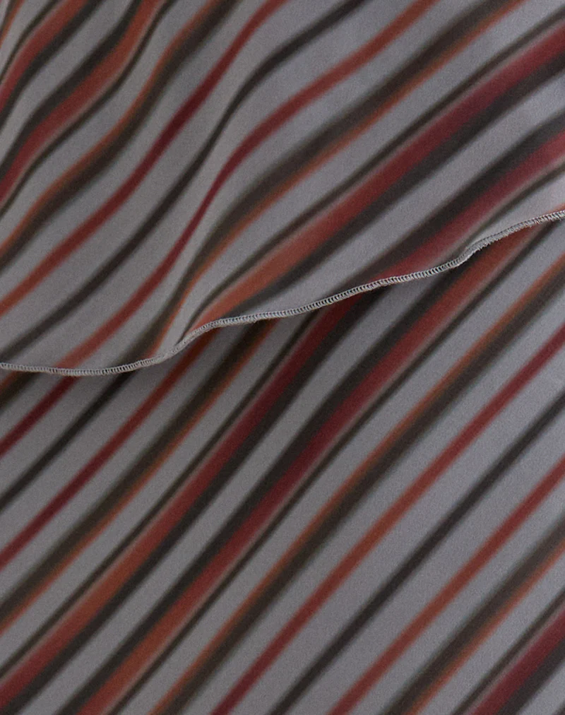 Zelvia Maxi Skirt in Chiffon Grey and Maroon Diagonal Stripe - Image 5