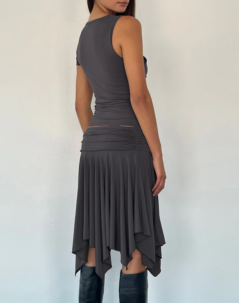 Zera Asymmetric Ruched Top in Grey - Image 6