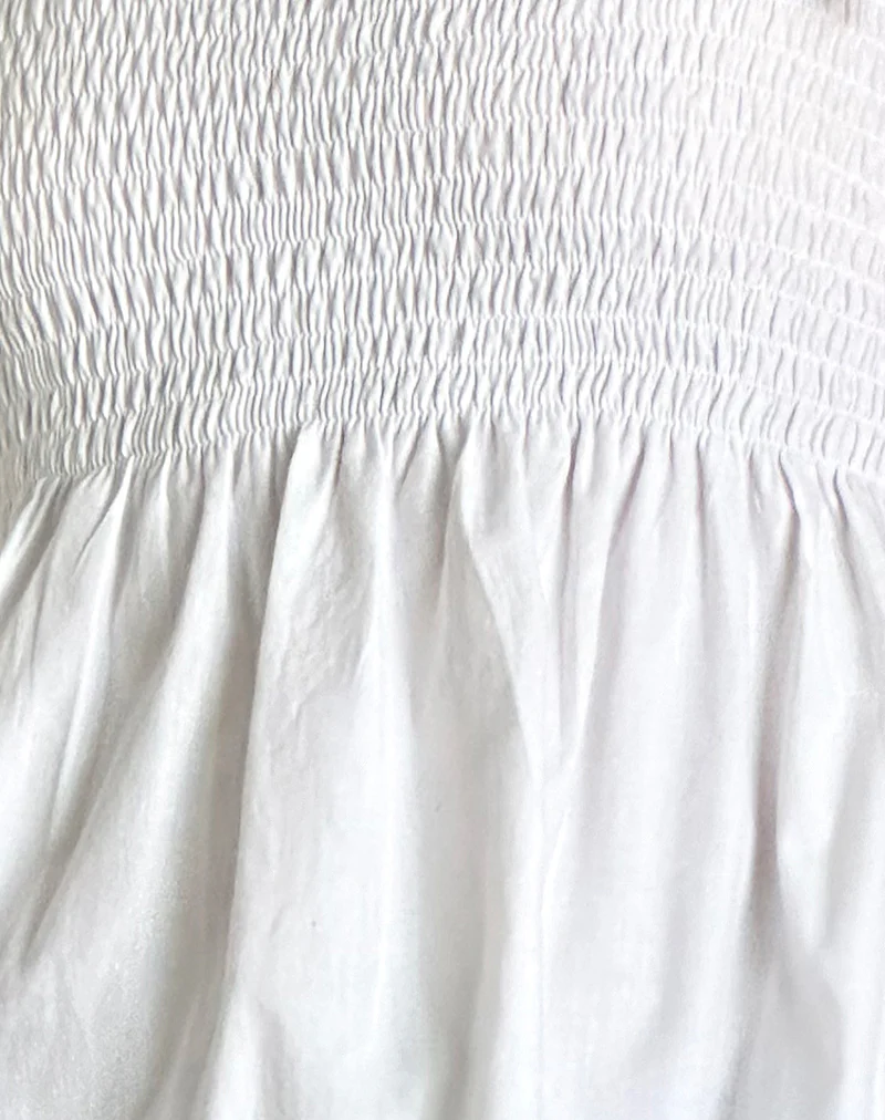 Zerah Shirred Cami Top in Poplin White - Image 5