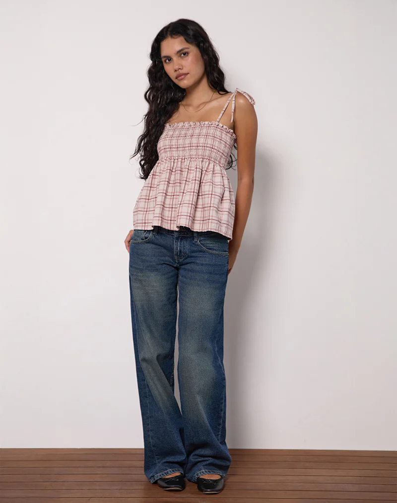 Zerah Top in Basic Tartan Pink - Image 3