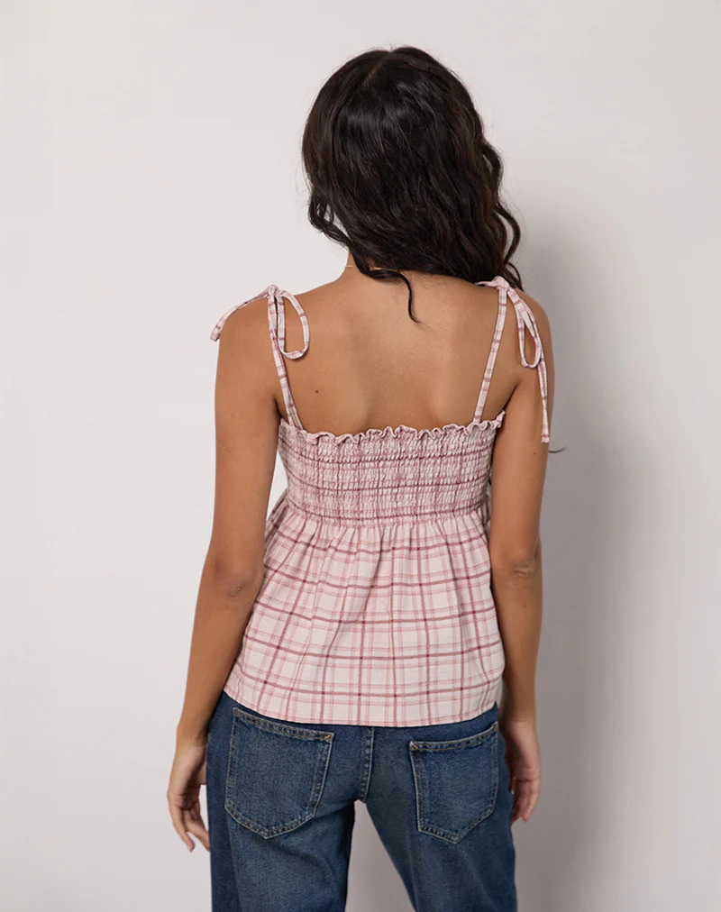Zerah Top in Basic Tartan Pink - Image 5