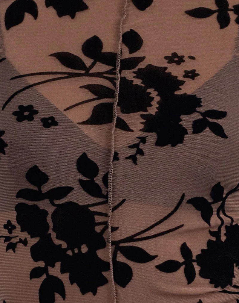 Zerlin Top in Floral Flock Brown - Image 6