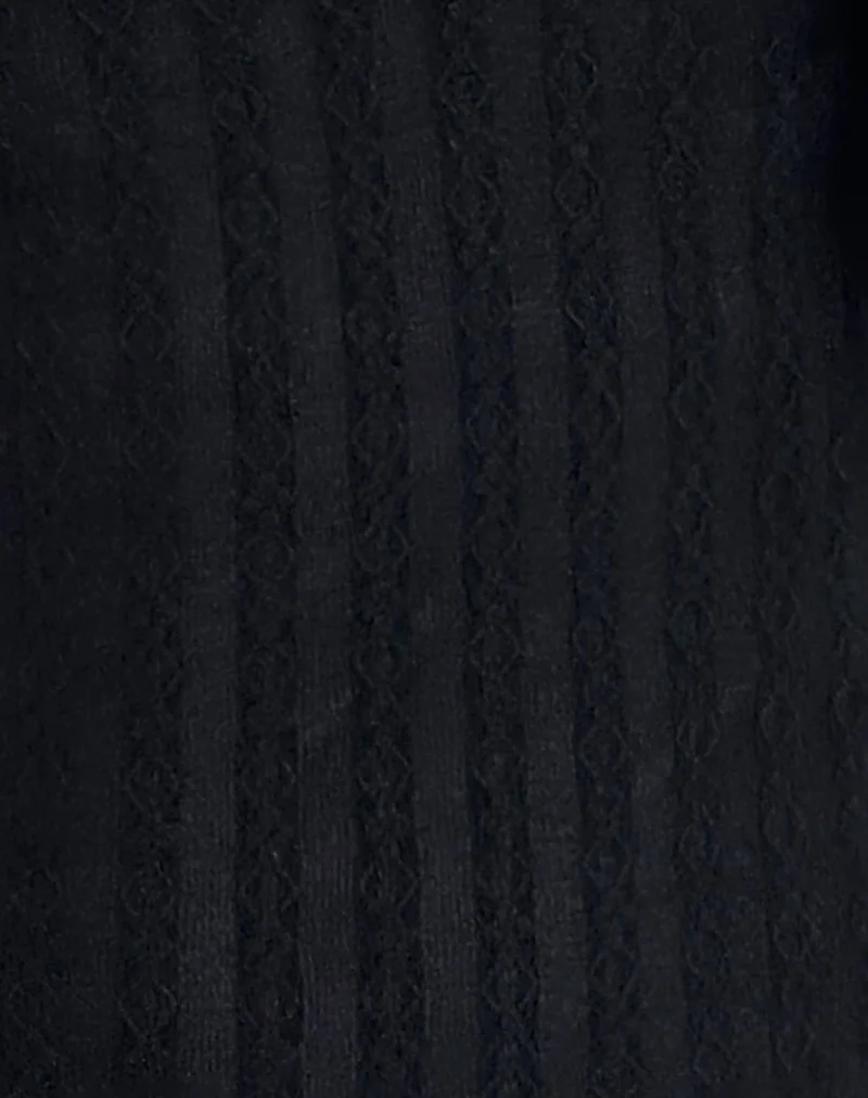 Zerrin Mini Dress in Textured Lace Black - Image 6