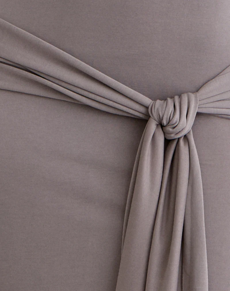 Zeya Maxi Dress in Cupro Taupe Grey - Image 6