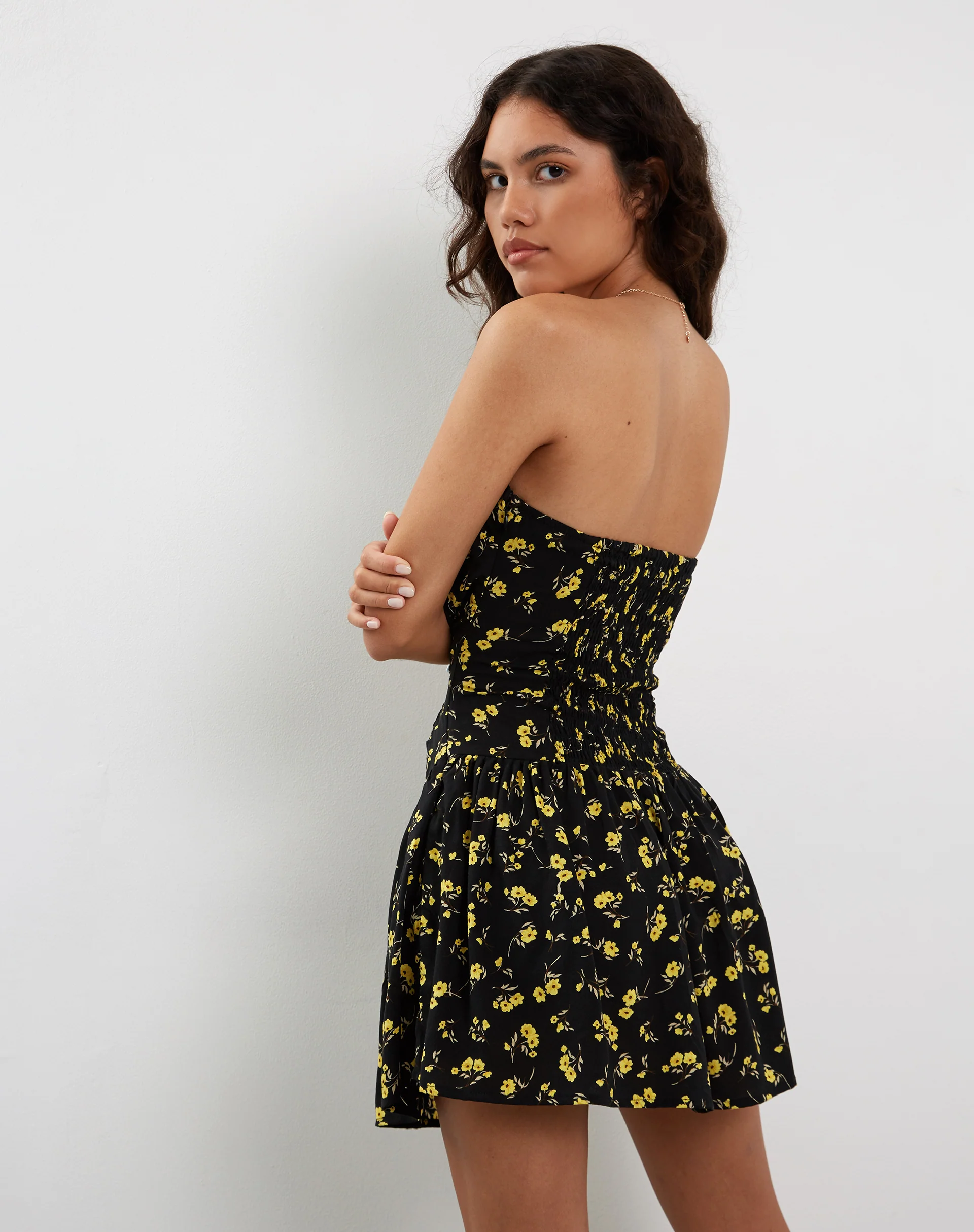 Zhao Bandeau Mini Dress in Buttercup Black and Yellow - Image 6