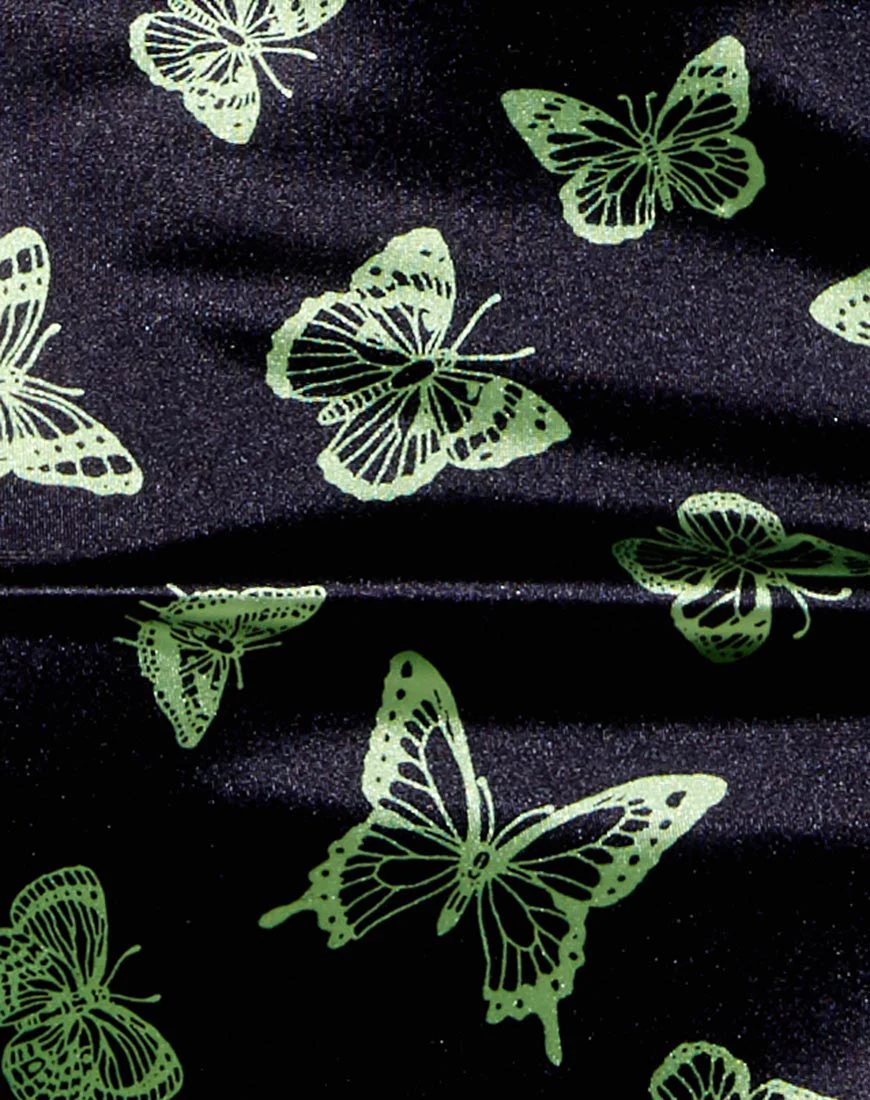 Zida Mini Skirt in Black Butterfly Lime - Image 5