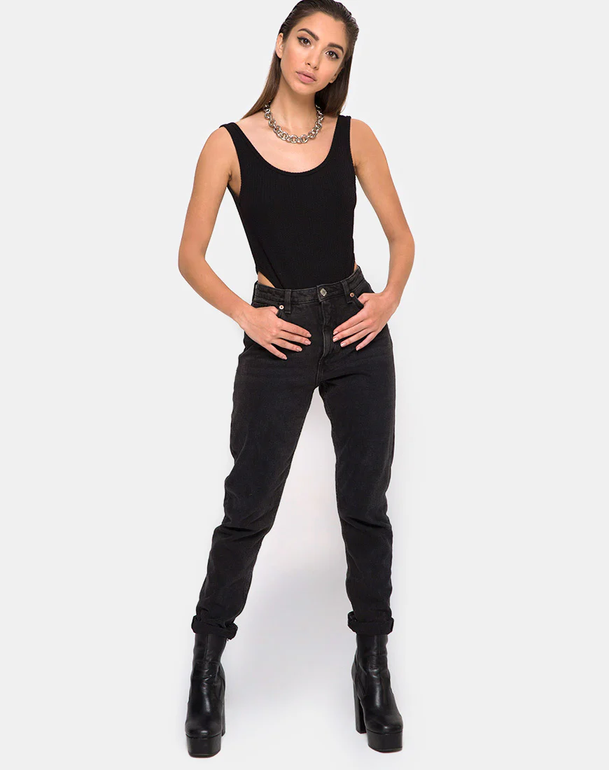 Ziga Cutout Bodice in Rib Black - Image 3