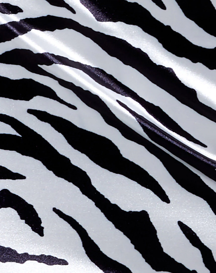 Zigi Mini Skirt in Horizontal Zebra Black and White - Image 5