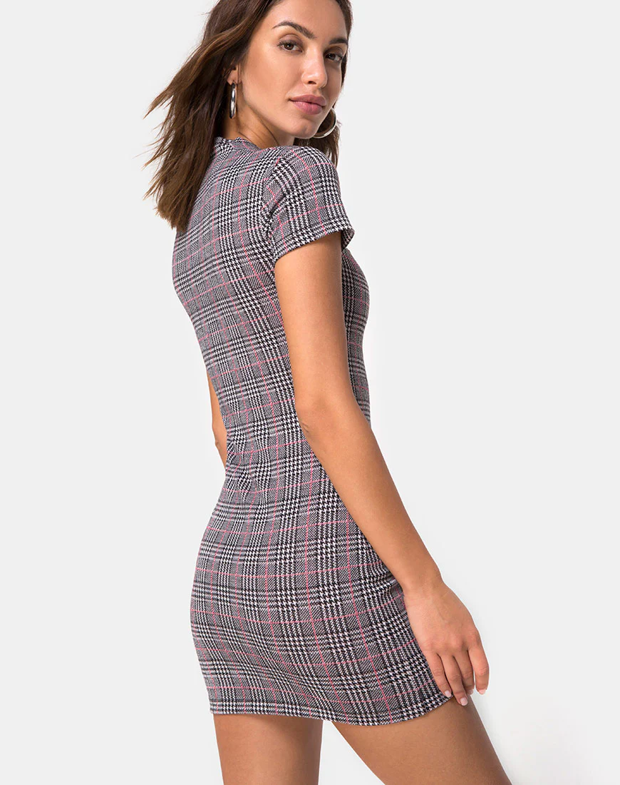 Zileah Shift Dress in Charles Check Blush - Image 3