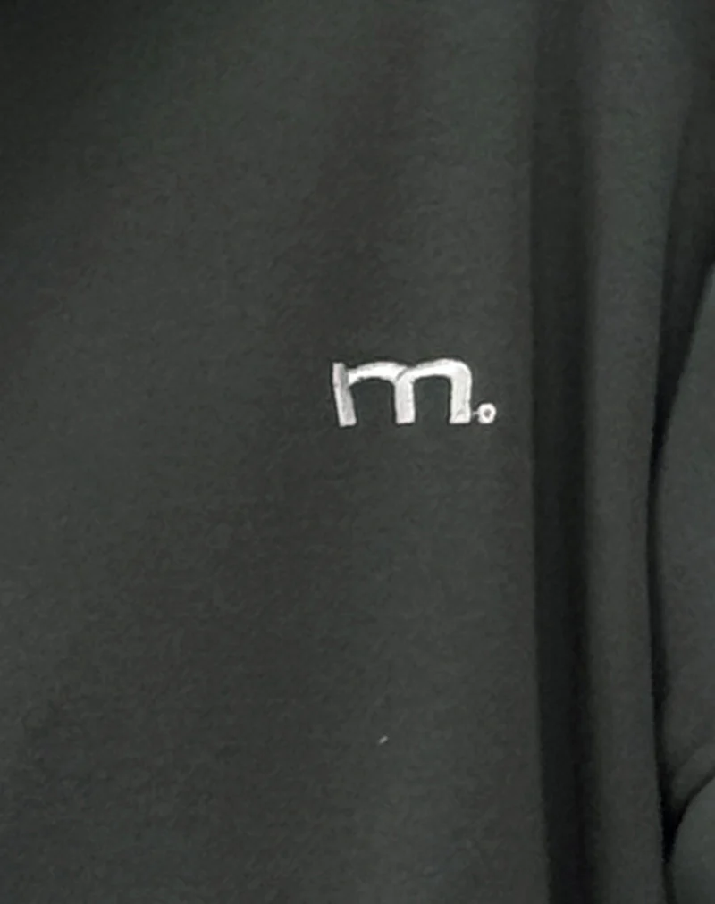 Zip Through Hoodie in Beluga with Light Grey M Embroidery - Image 6