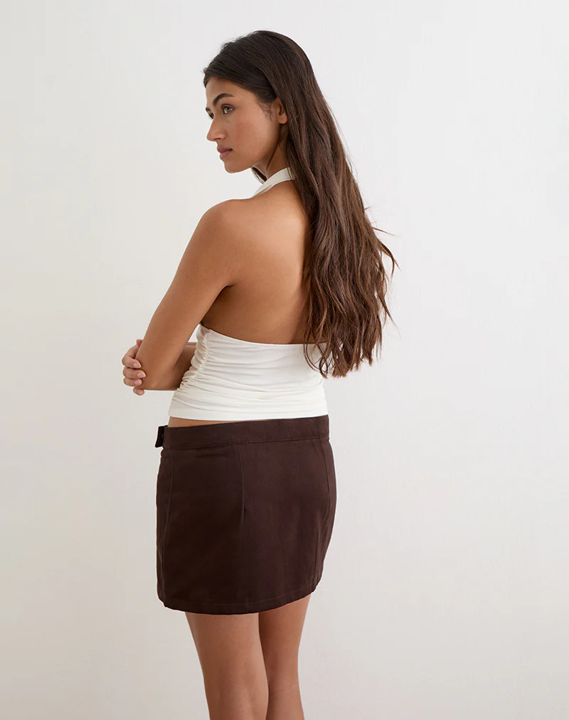 Ziphy Mini Skirt in Peach Twill Brown - Image 6