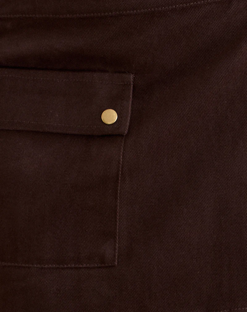 Ziphy Mini Skirt in Peach Twill Brown - Image 7