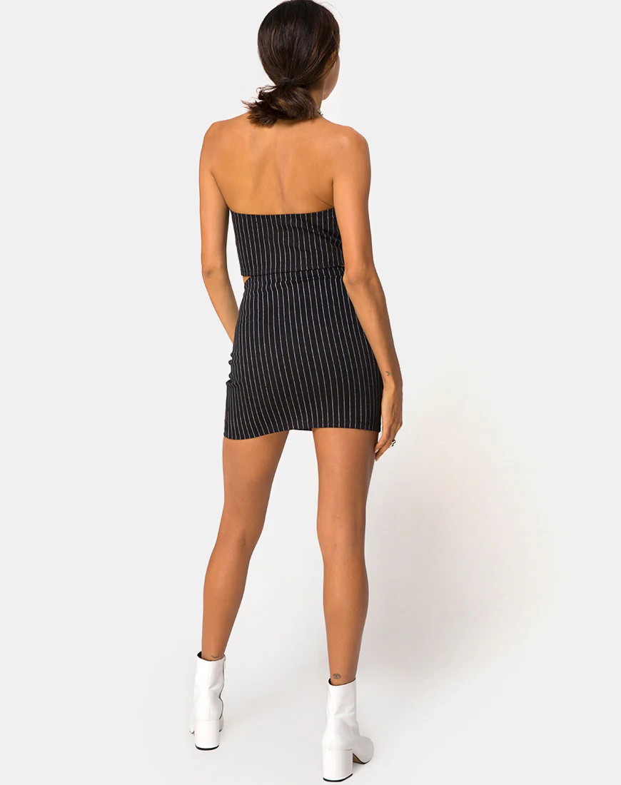 Zipshi Top in Pinstripe Black - Image 4