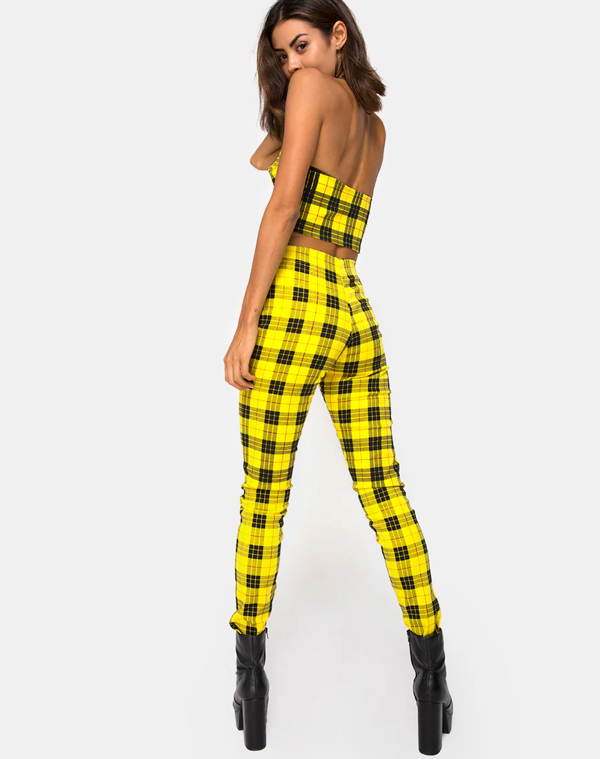 Zipshi Crop Top in Winter Plaid Yellow - Image 5