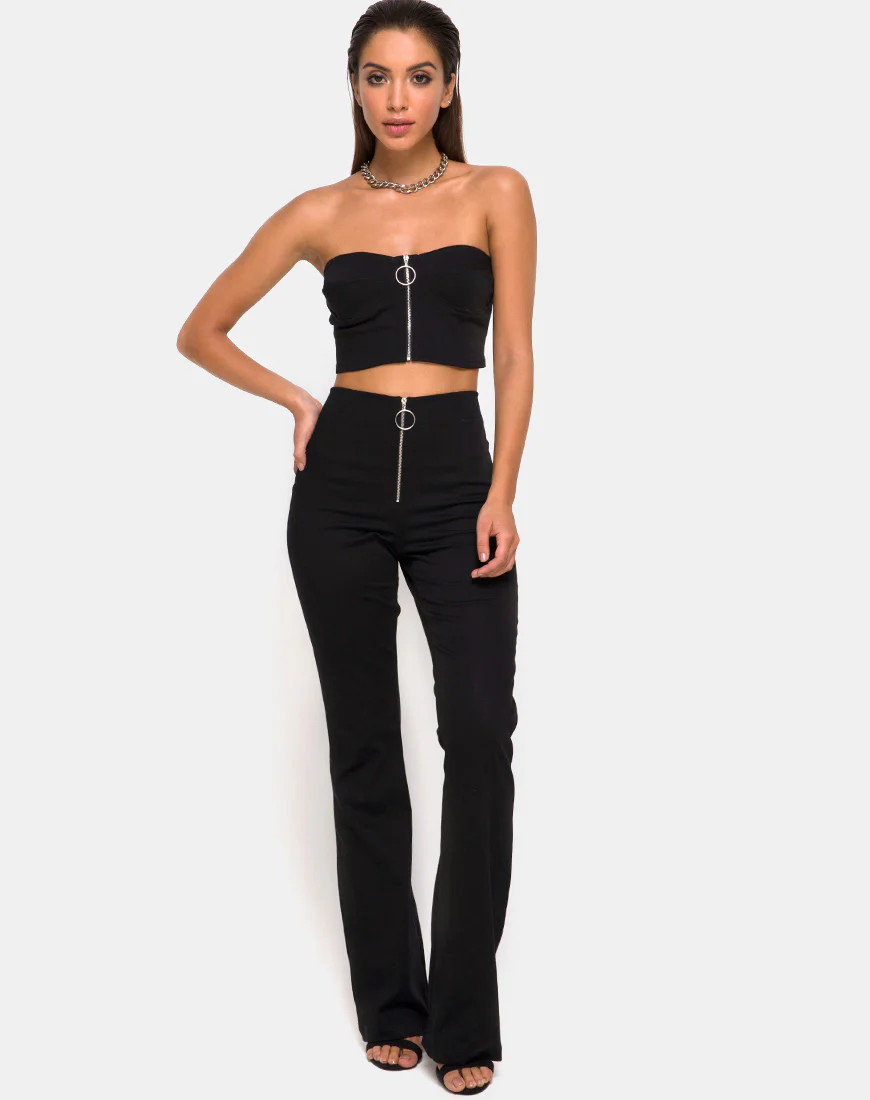 Zipshi Crop Top in Black - Image 3