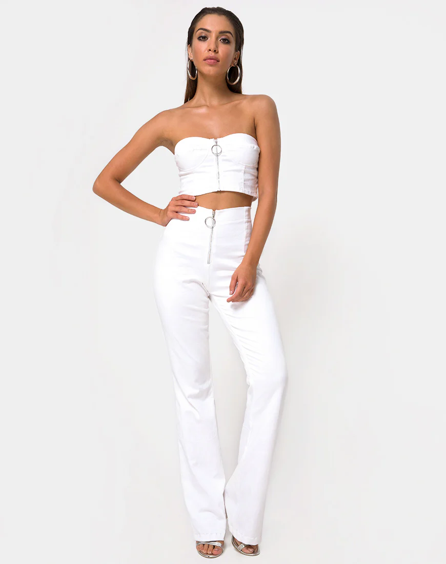 Zipshi Crop Top in White - Image 3