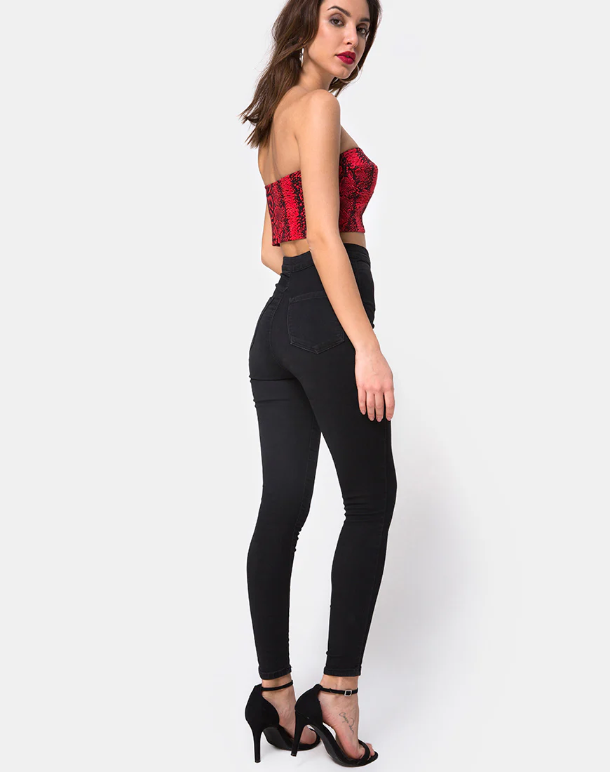 Zipshi Crop Top in Snake Red - Image 4