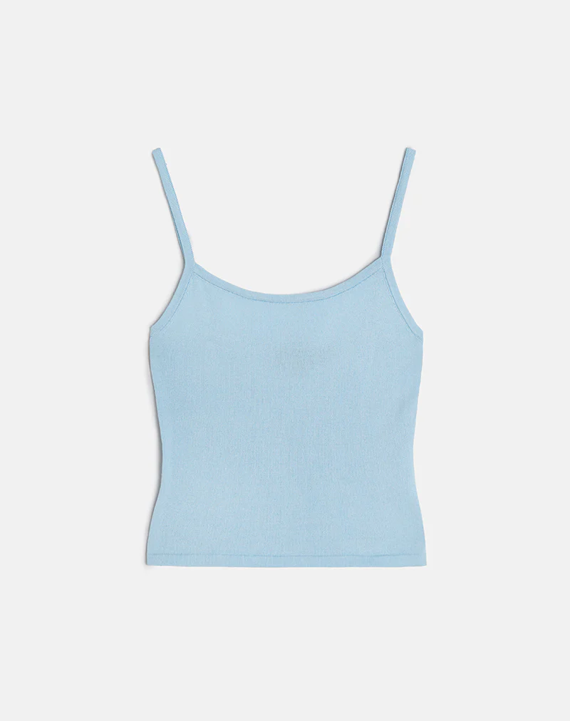 Ziva Knit Cami Vest Top in Blue - Image 4