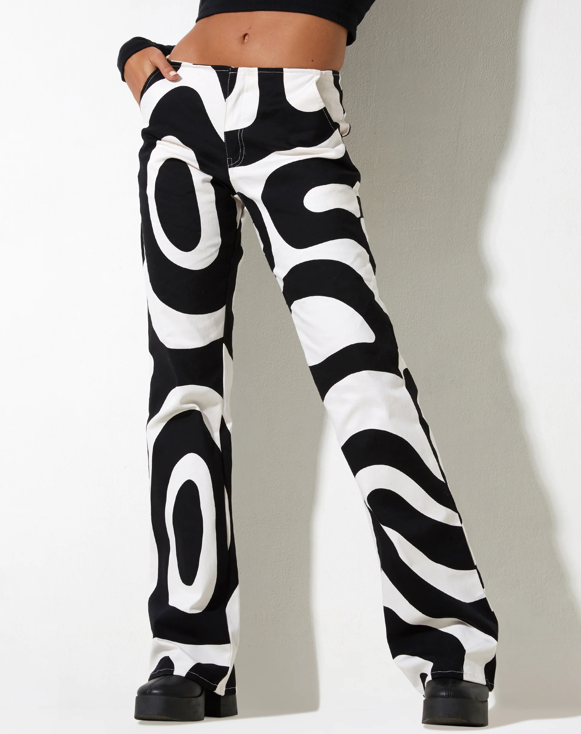 Zoetry Trouser in Optic Swirl Black and White - Image 4