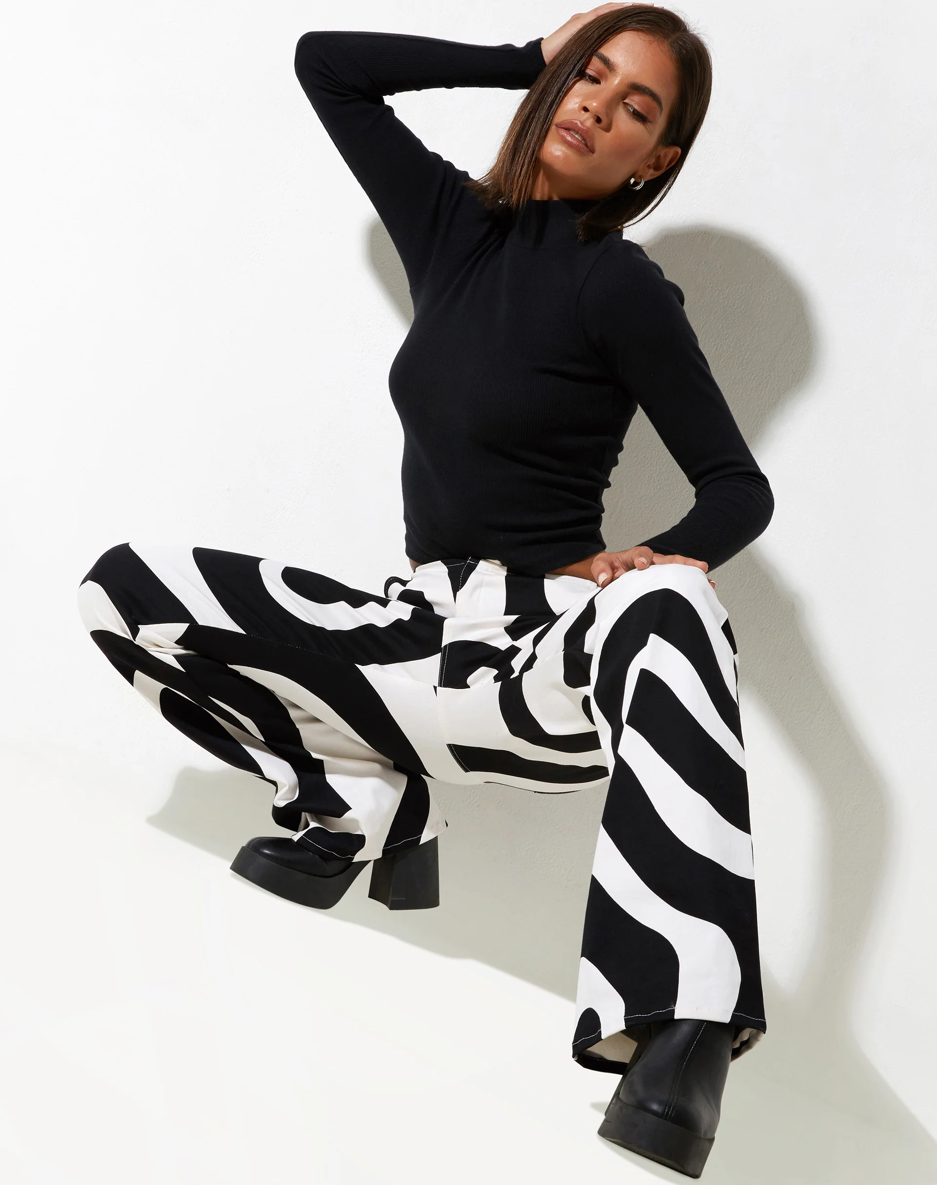 Zoetry Trouser in Optic Swirl Black and White - Image 5