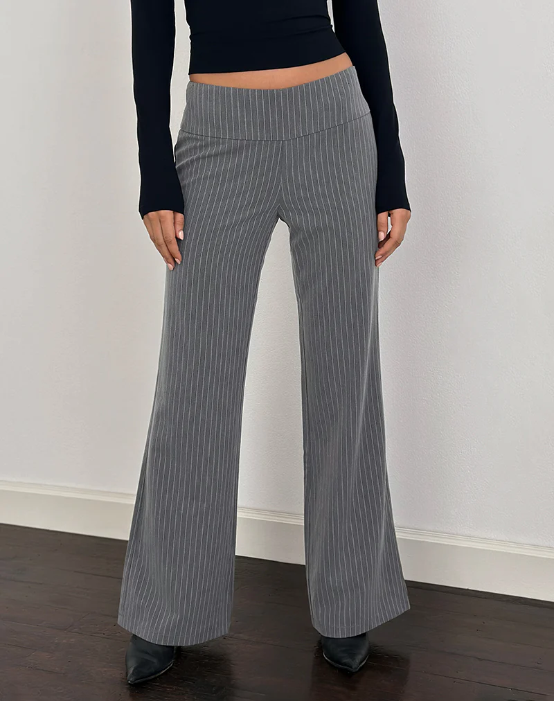 Zolena Trouser in Tailoring Pinstripe Grey - Image 2