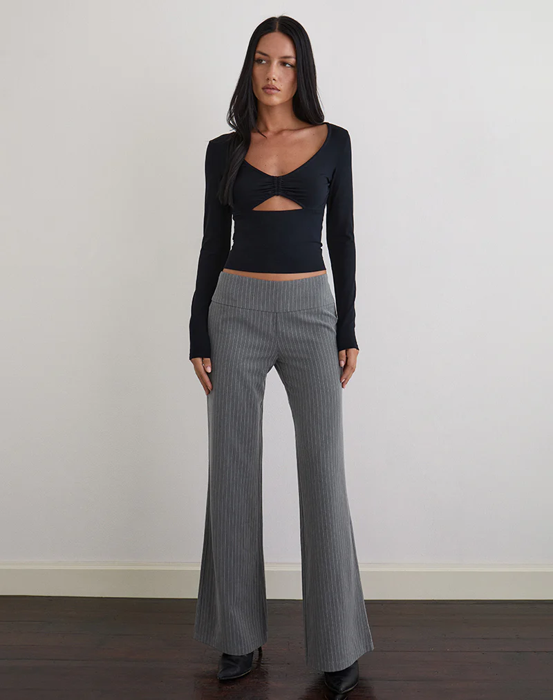 Zolena Trouser in Tailoring Pinstripe Grey - Image 4