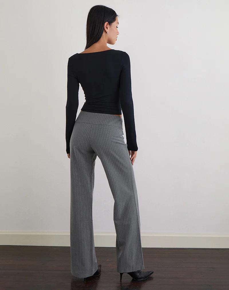 Zolena Trouser in Tailoring Pinstripe Grey - Image 5