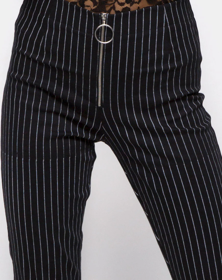 Zolia Trouser in Pinstripe Black - Image 5