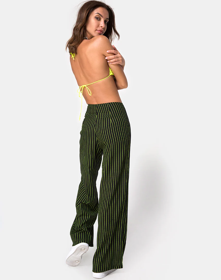 Zolipa Wide Leg Trouser in Neon Pinstripe - Image 2