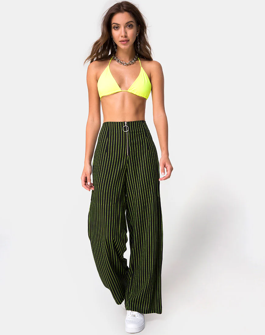 Zolipa Wide Leg Trouser in Neon Pinstripe - Image 3
