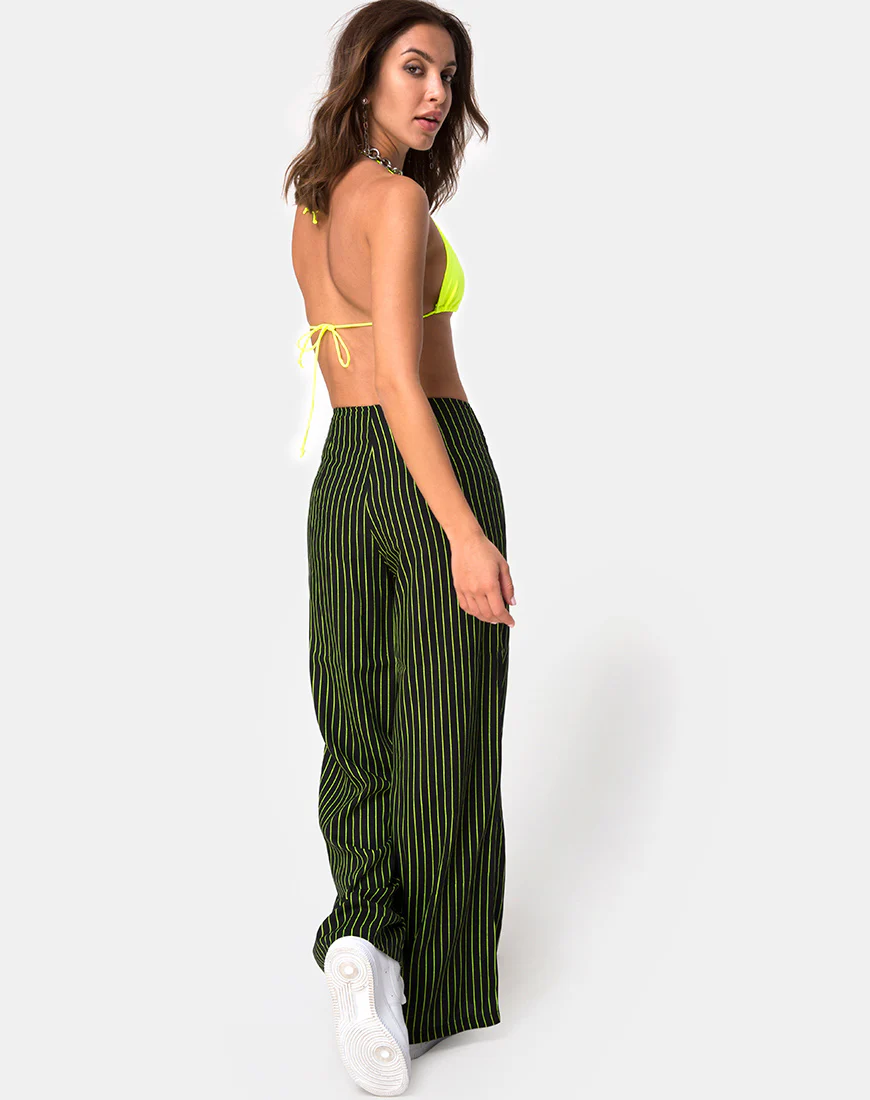 Zolipa Wide Leg Trouser in Neon Pinstripe - Image 4
