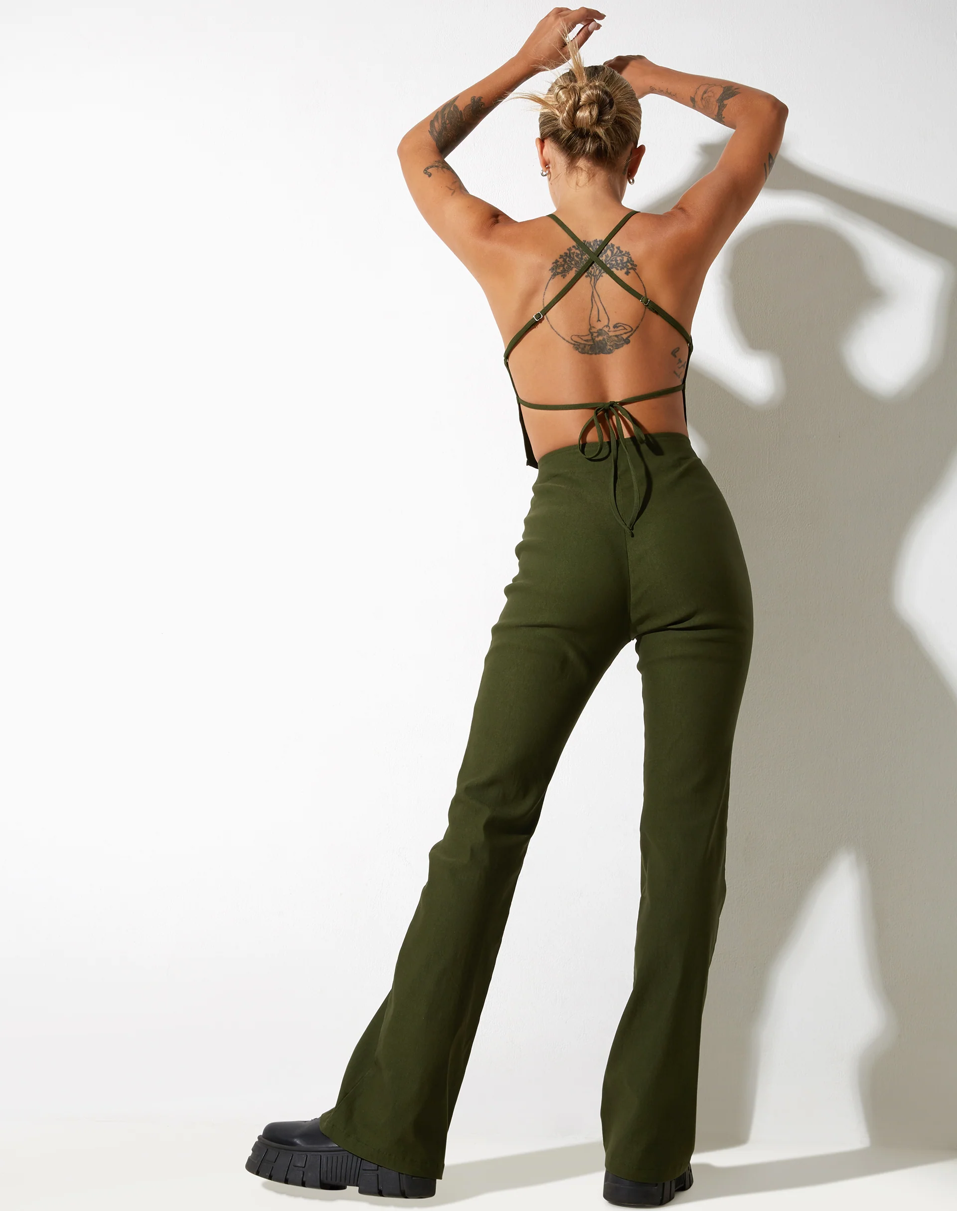 Zorah Flare Trouser in Tailoring Olive - Image 2